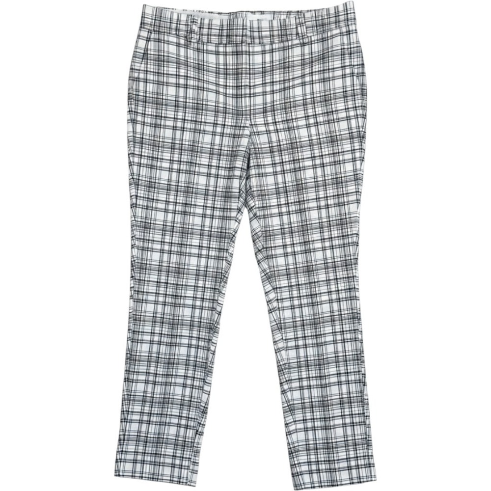 Preppy Dark Academia B&W Plaid Ankle Womens 16 Tummy Control Stretch Dress Pants